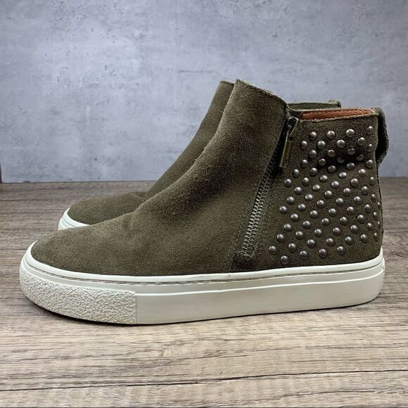 Lucky Brand~Bayleah3~Womens Ivy Green Oiled Suede~High Top Sneakers - Picture 1 of 9
